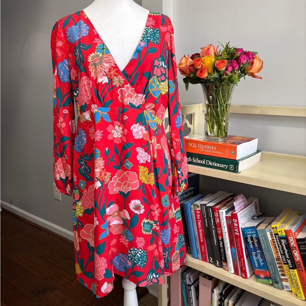 J. Crew Blouson Floral Wrap Bodice A-Line Dress